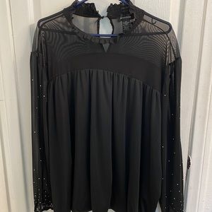 Plus size. Black. Long Sheer Sleeve.
